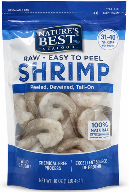 Nature's Best Raw / Easy to Peel Shrimp (Frozen, 31-40ct) - 16oz