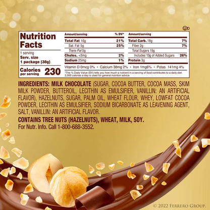Ferrero Rocher Premium Gourmet Milk Chocolate Hazelnut, Individually Wrapped Candy for Gifting, 3 Count, 1.3 oz