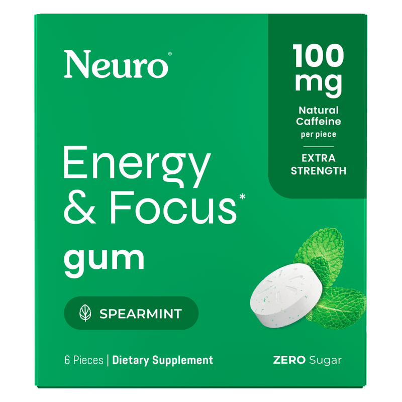 Neuro Gum Energy and Focus Extra Strength Spearmint Flavor, 6 ct