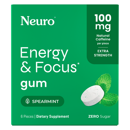 Neuro Gum Energy and Focus Extra Strength Spearmint Flavor, 6 ct