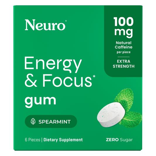 Neuro Gum Energy and Focus Extra Strength Spearmint Flavor, 6 ct