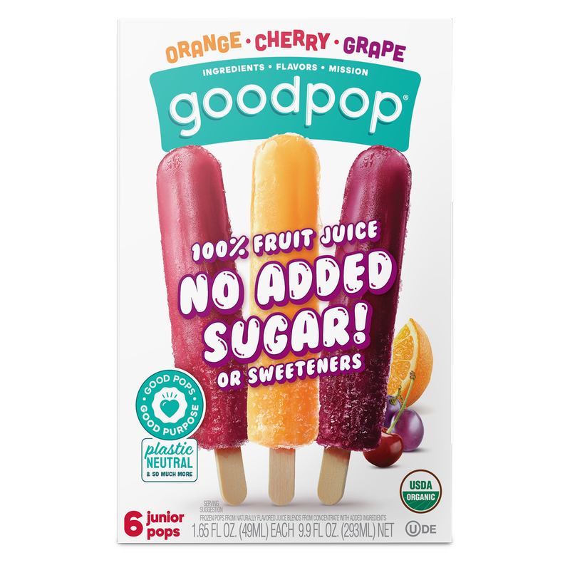 GoodPop Orange Cherry Grape Junior Pops 6 ct