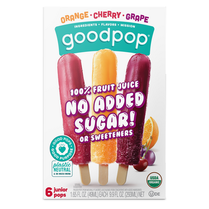 GoodPop Orange Cherry Grape Junior Pops 6 ct