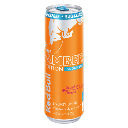 Red Bull Sugar Free Amber Edition Strawberry Apricot Energy Drink 12oz Can