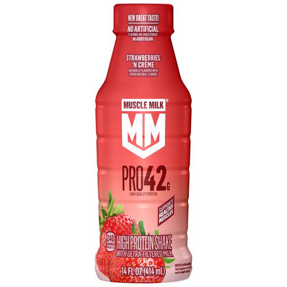 Muscle Milk PRO Strawberries N Creme High Protein Shake with Ultra-Filtered Milk 14oz Btl