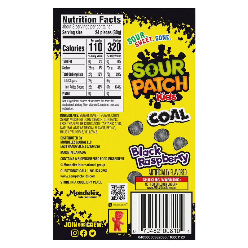 Sour Patch Kids Coal 3.1oz Box