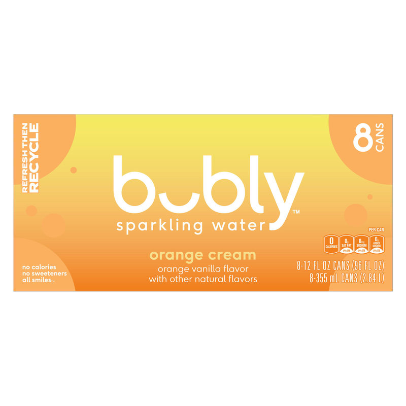 Bubly Orange Cream 8pk 12oz Can
