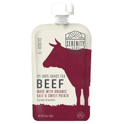 Serenity Kids Grass Fed Beef with Organic Kale and Sweet Potato Pouch
