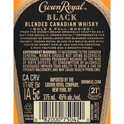 Crown Royal Black Blended Canadian Whisky, 375 mL