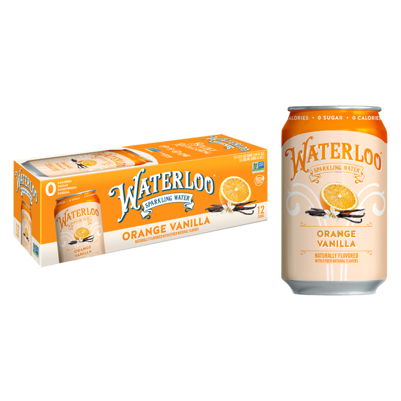 Waterloo Orange Vanilla Sparkling Water 12pk 12oz Can