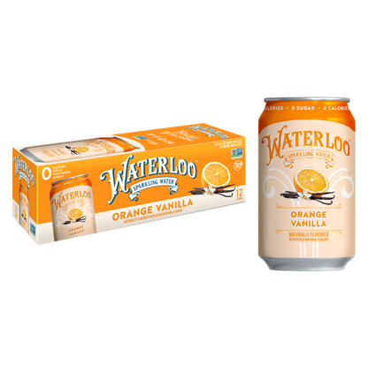 Waterloo Orange Vanilla Sparkling Water 12pk 12oz Can