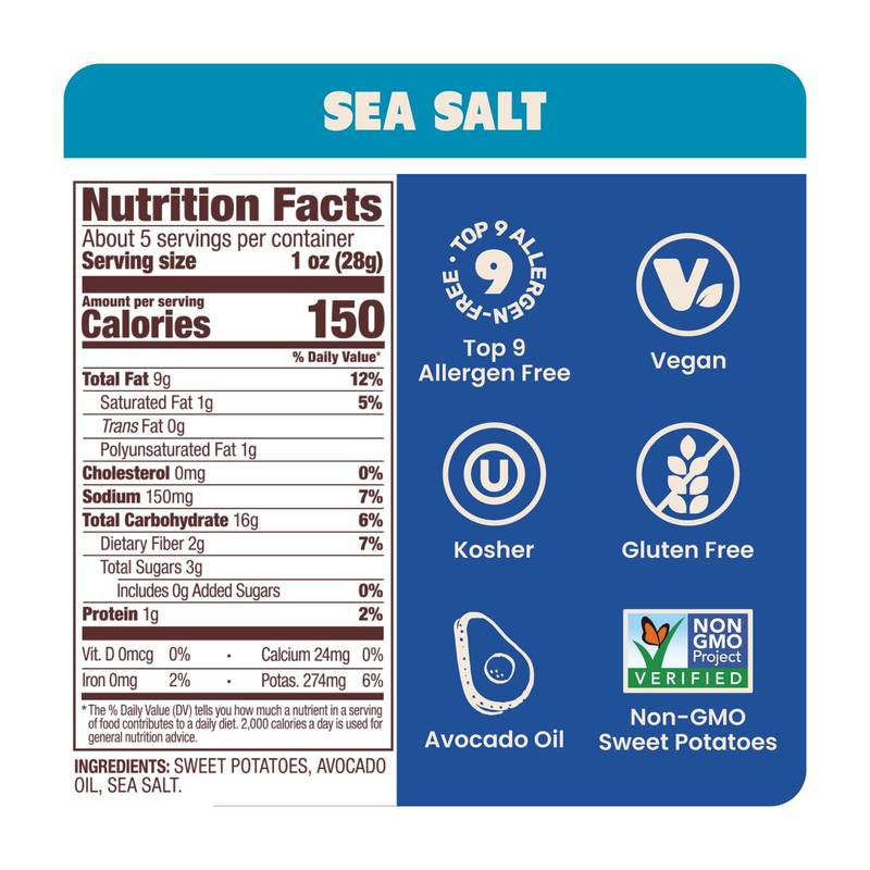 Jackson's WAVY Sea Salt 5oz  Avocado Oil Sweet Potato Chips, 5oz