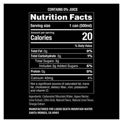 Liquid Death Sparkling Mountain Water Severed Lime 16.9oz Can