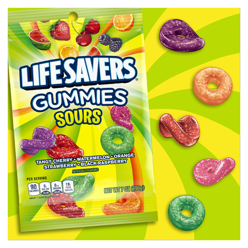 LIFE SAVERS Sour Gummy Candy Pack, Individually Wrapped Candy Bulk, Variety Flavors Box, 12 Bags of Sour Gummies