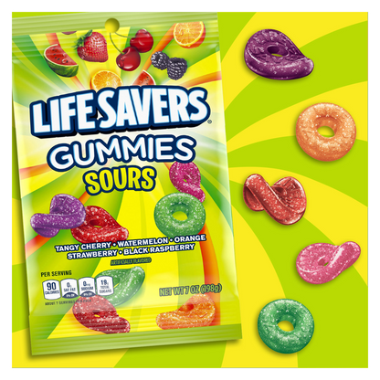 LIFE SAVERS Sour Gummy Candy Pack, Individually Wrapped Candy Bulk, Variety Flavors Box, 12 Bags of Sour Gummies