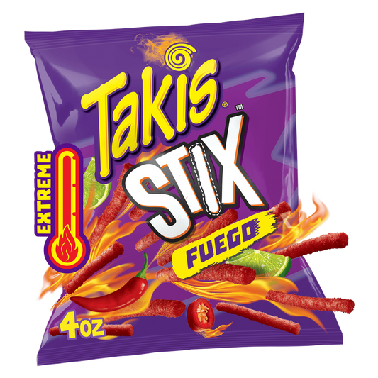 Takis Fuego Stix Spicy Corn Snack Sticks Snack Size Bag 4oz