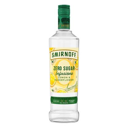 Smirnoff Zero Sugar Infusions Lemon & Elderflower 750ml (60 Proof)
