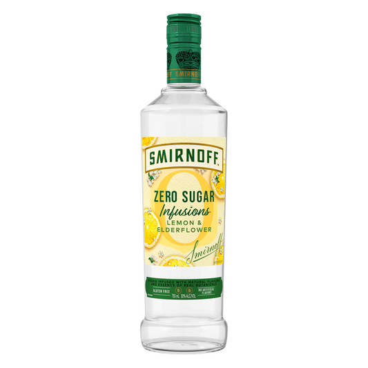 Smirnoff Zero Sugar Infusions Lemon & Elderflower 750ml (60 Proof)