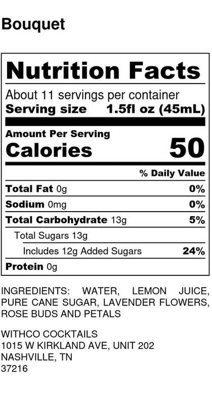 WithCo Cocktails Bouquet Non-Alcoholic Cocktail Mixer 16oz Bottle