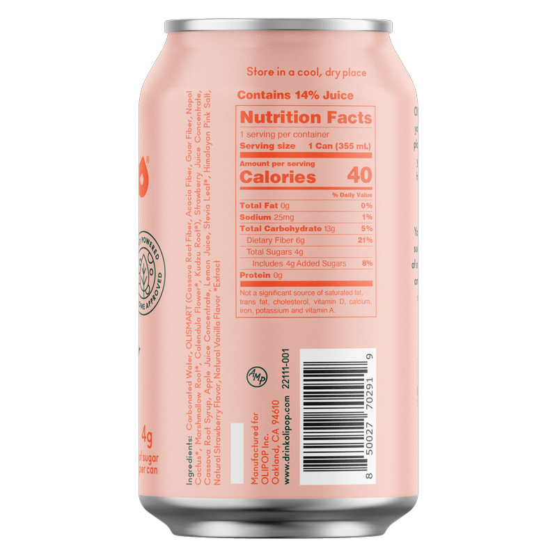 Olipop Strawberry Vanilla 4pk 12oz Can - XL Shelf Stable