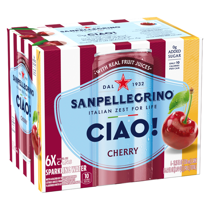 San Pellegrino Ciao! Cherry Sparkling Water 6pk 330mL Can