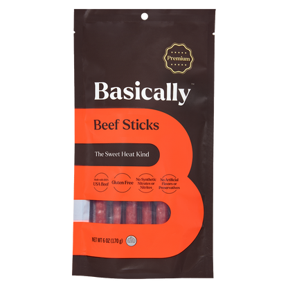 Basically Premium Sweet Heat Beef Sticks, 6ct