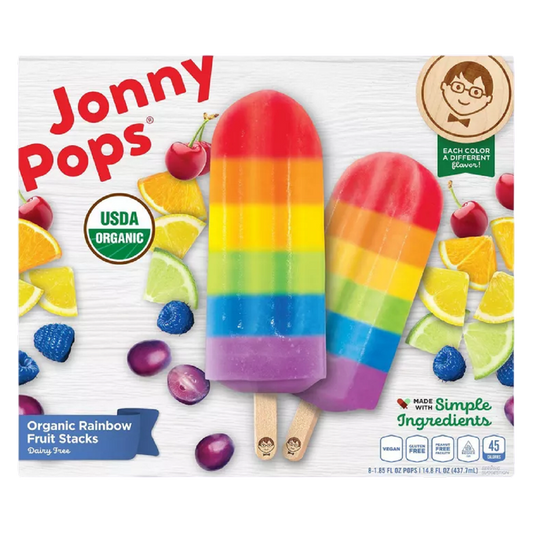 JonnyPops Organic Rainbow Fruit Stacks Water Pops 8ct