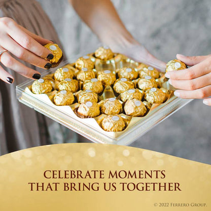 Ferrero Rocher Fine Hazelnut Milk Chocolate, 12 Count, Pack of 6 Individually Wrapped Chocolate Candy Gift Boxes, 5.3 oz