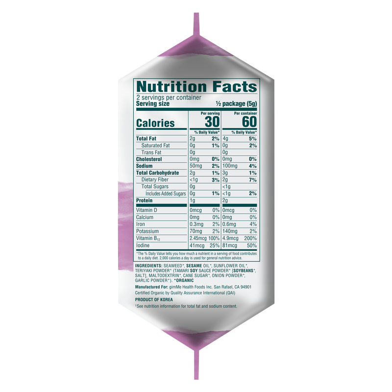 Gimme Organic Teriyaki Seaweed .35oz