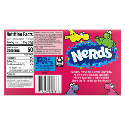 NERDS Candy, Theater Box, Rainbow, Crunchy Fruity, 5 oz