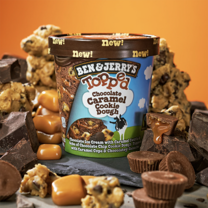 Ben & Jerry's Topped Chocolate Caramel Cookie Dough Ice Cream 15.2oz
