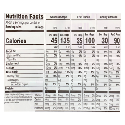 GoodPop Organic Freezer Pops Fruit Punch, Cherry Limeade, Grape 20 ct