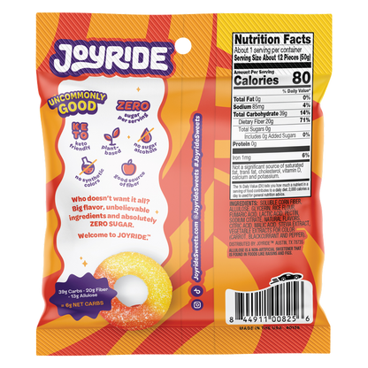 Joyride Zero Sugar Peachy Mango Rings 1.8oz