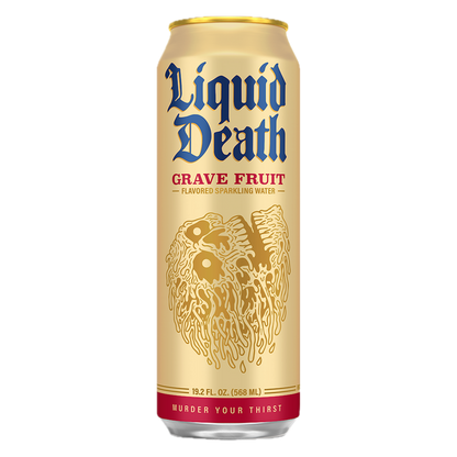 Liquid Death Sparkling Water Grave Fruit 19.2oz King Size Can