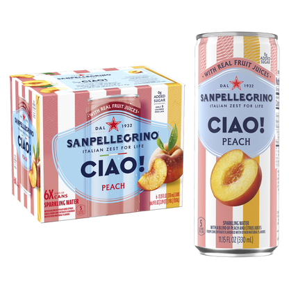 San Pellegrino Ciao! Peach Sparkling Water 6pk 330mL Can