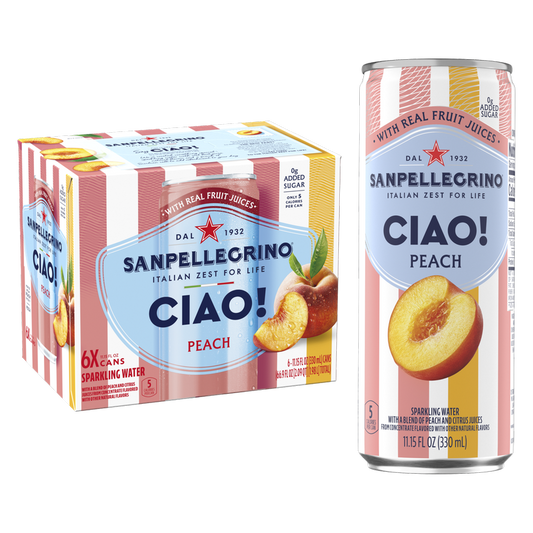 San Pellegrino Ciao! Peach Sparkling Water 6pk 330mL Can