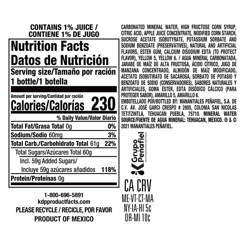 Peñafiel Naranjada Sparkling Mineral Water 20.3oz Btl