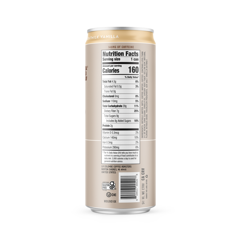 La Colombe Oatmilk Vanilla Draft Latte 11oz Can