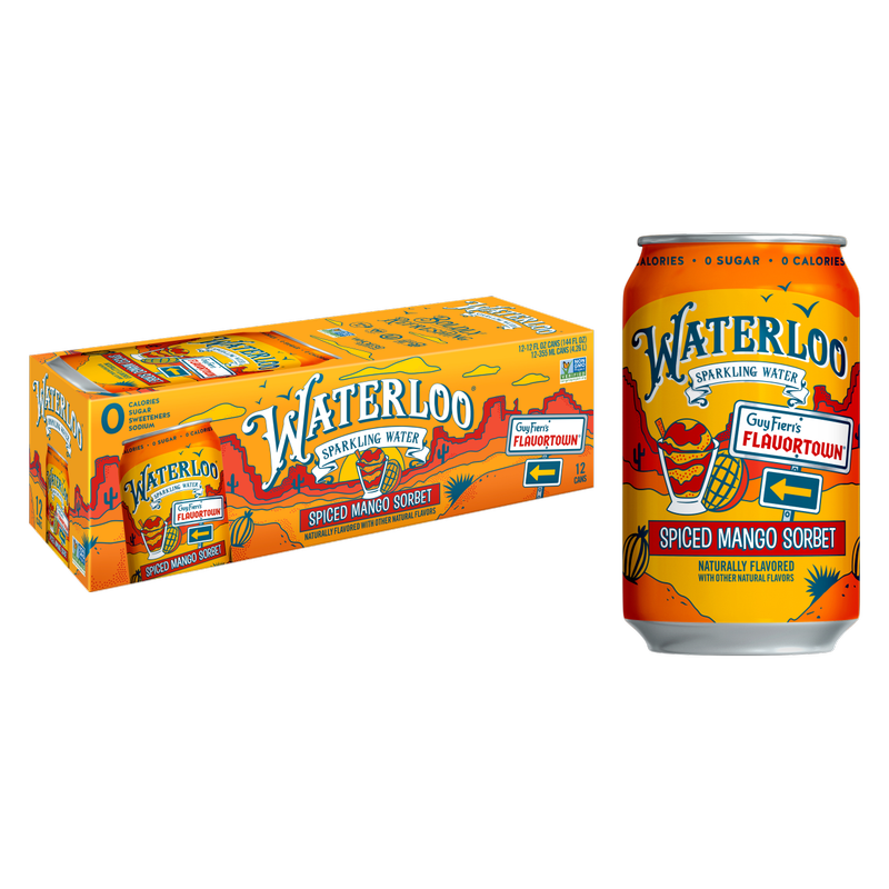 Waterloo Spiced Mango Sorbet Sparkling Water 12pk 12oz Can