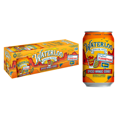 Waterloo Spiced Mango Sorbet Sparkling Water 12pk 12oz Can