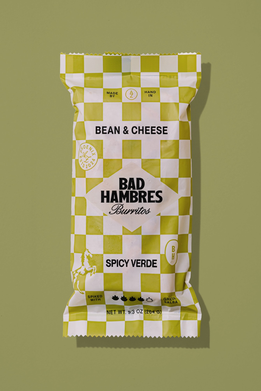 Bad Hambres Spicy Verde Frozen Bean and Cheese Burrito, 9.3 oz