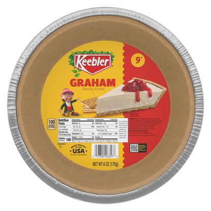 Keebler Ready Crust 9-Inch Graham Cracker Pie Crust, Premade Pie Crust For Baking And No-Bake, 6 oz