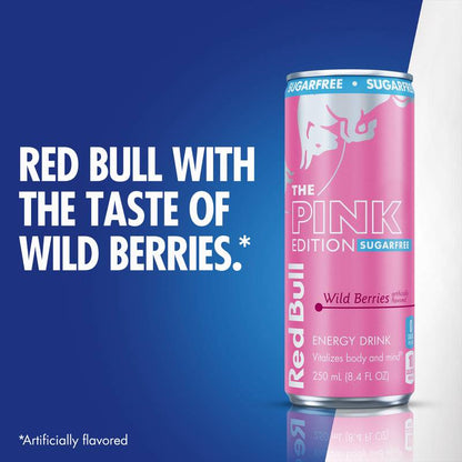 Red Bull Sugar Free Pink Edition Wild Berries 4pk 12oz Can- XL