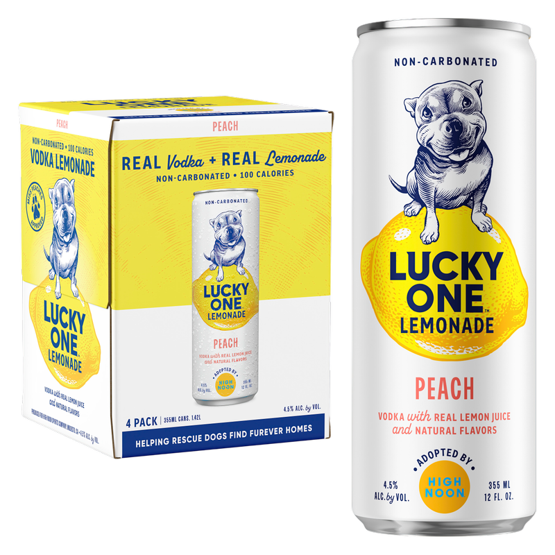 Lucky One Peach Lemonade 4pk 12oz Can