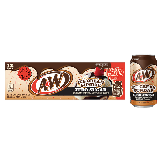 A&W Zero Sugar Ice Cream Sundae Soda 12pk 12oz Can