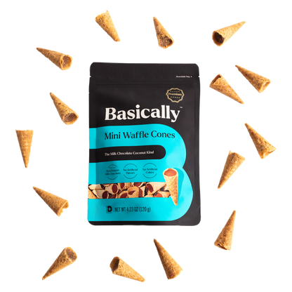 Basically Coconut & Milk Chocolate Mini Waffle Cones