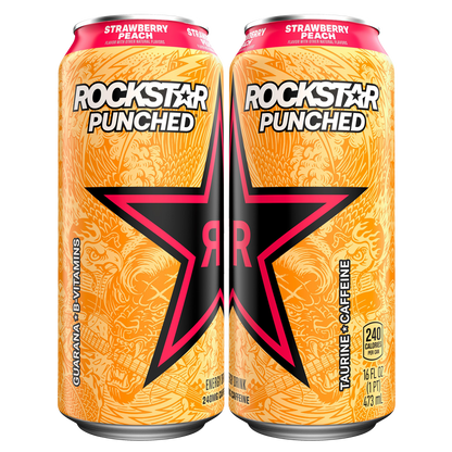 Rockstar Punched Strawberry Peach 16oz Can