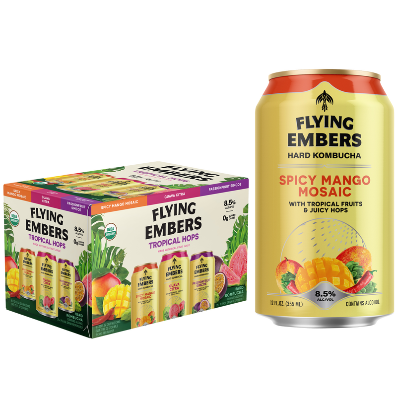 Flying Embers Hard Kombucha Tropical Hops Mix Pack 6pk 12oz Can 8.5% ABV