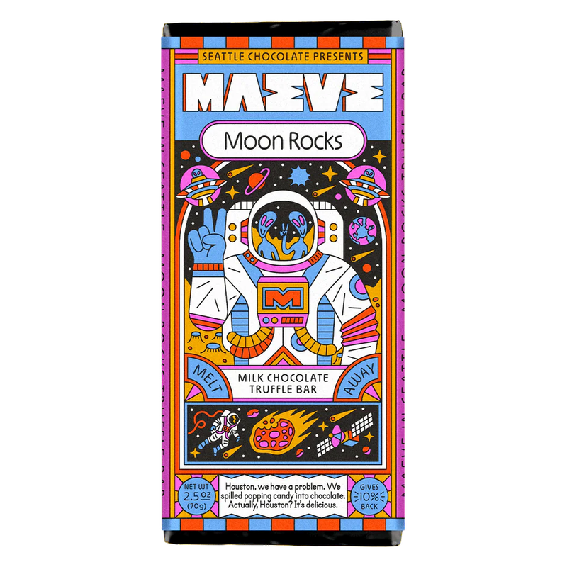 MAEVE Moon Rocks Milk Chocolate Truffle Bar, 2.5 oz