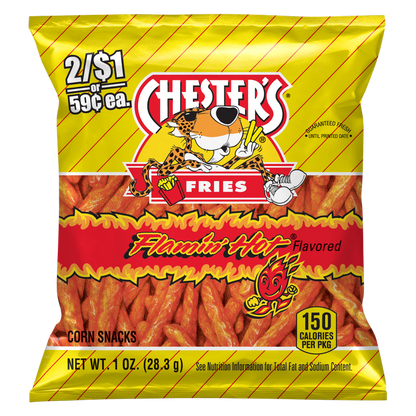 Chester's Fries Corn Snacks Flamin' Hot Flavored 1 Oz